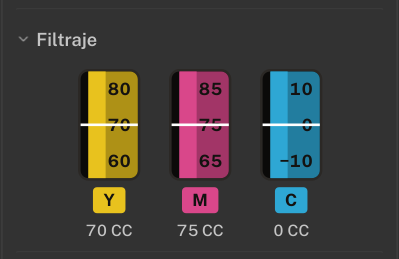 Tambores de filtraje amarillo, magenta y cian en unidades CC.